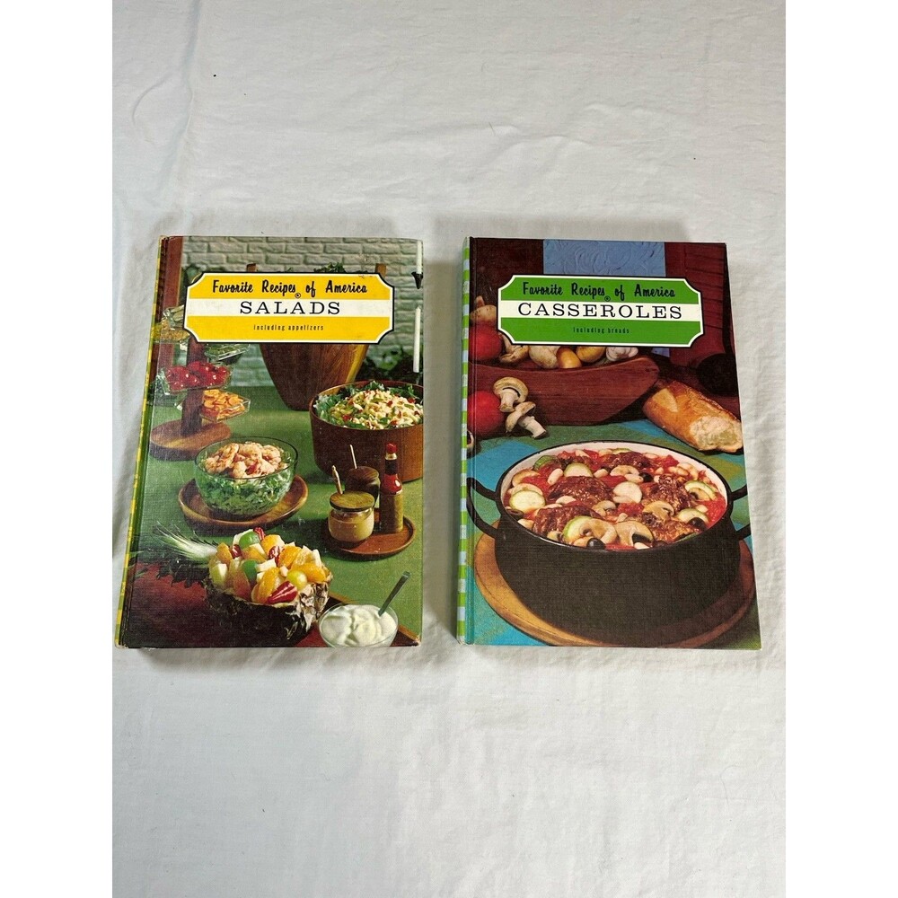 Lot Of  2 Cookbooks- Favorite Recipes of America: Salads - Casseroles HC VTG